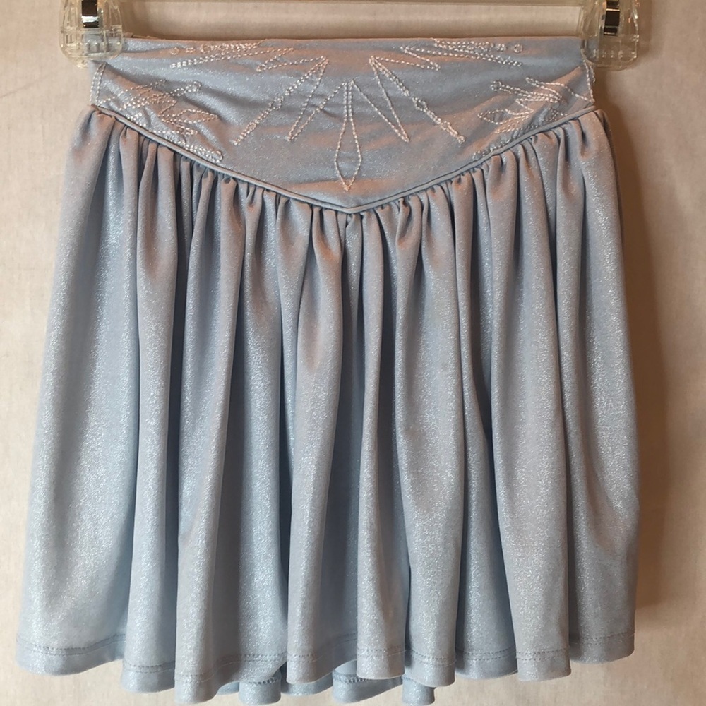 DISNEY Frozen 2 Shimmery Pale Blue Skater Twirl Skirt Embroidery Girls 5/6